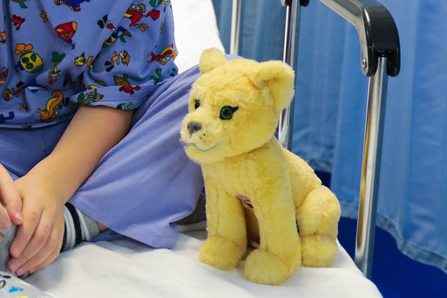 patient with stuffed animal
