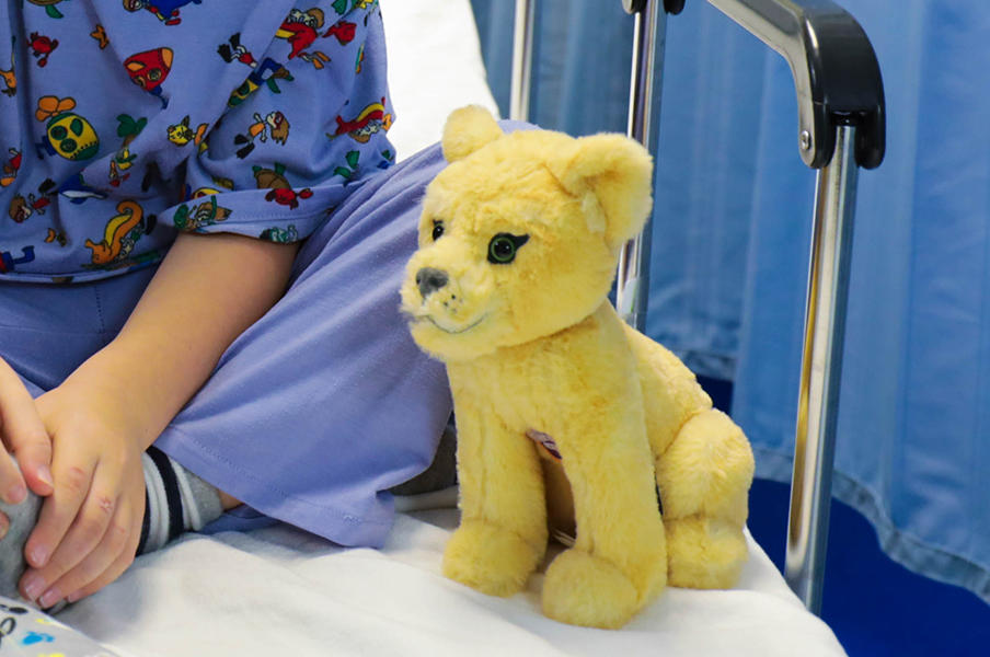 patient with stuffed animal